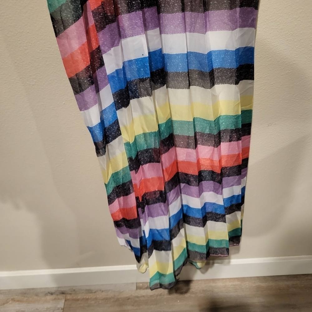 NWT New York & Company Pleated Multi Color Sleveless Maxi Dress Size Medium - Picture 9 of 9
